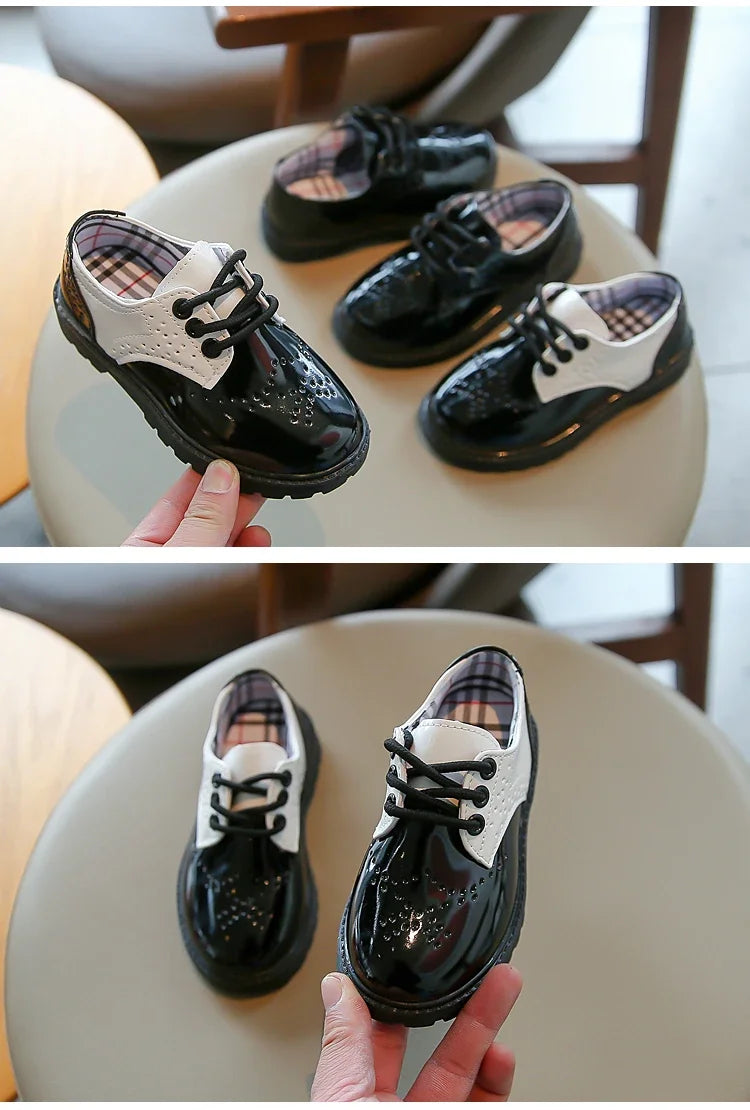 Boys Girls Fashion Leather Shoes 2025 Children New Style Oxfords Kids Flats for Baby School Party Formal Wedding Leather Shoes