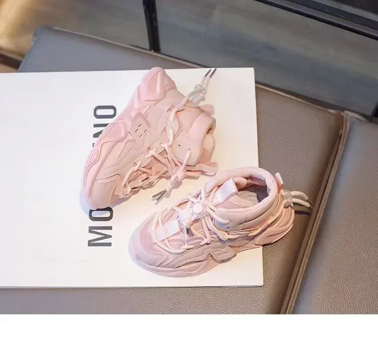 Spring Autumn Children's Sneakers Causal Boys Girls High-top Sneakers Simple Non-slip Breathable Kids School Basketball Shoes