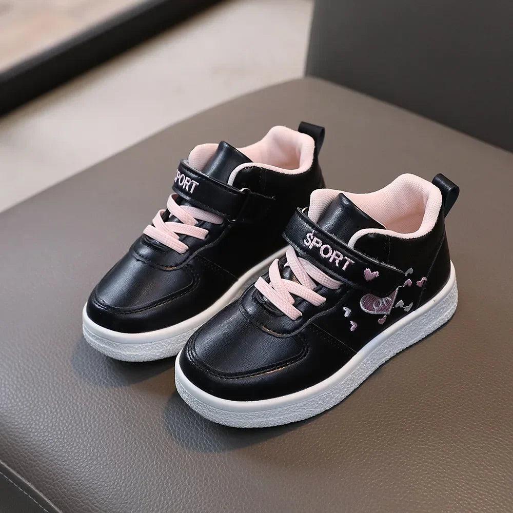 Children's Sports Shoes 2024 Spring and Autumn New Cute Girls' Sneakers Versatile Soft Breatheable Hook & Loop Fashion Kids Shoe