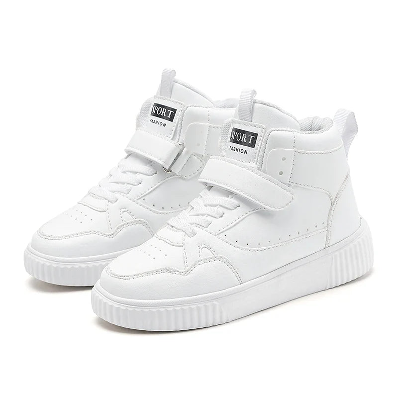 New High Top Childrens Boy Sneakers Outdoor Running Basketball Kids Sports Shoes Non-slip Luxury Pu Leather Boys Sports Shoes