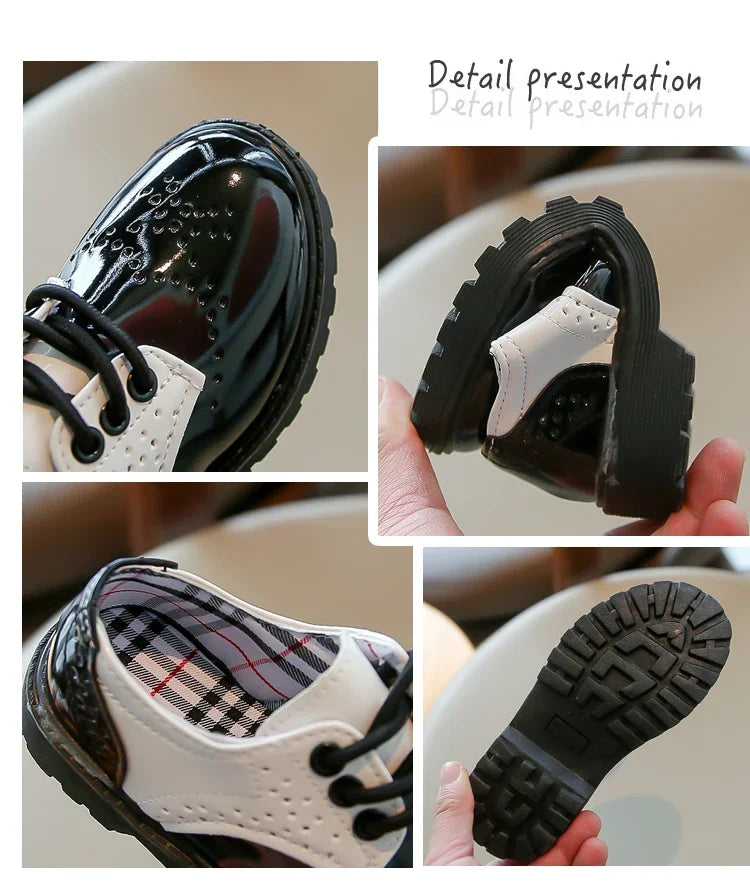 Boys Girls Fashion Leather Shoes 2025 Children New Style Oxfords Kids Flats for Baby School Party Formal Wedding Leather Shoes