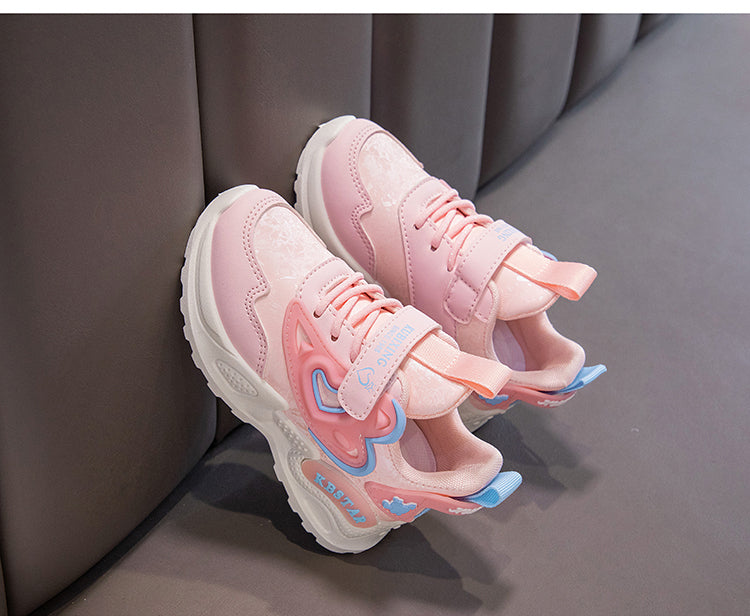 Children's Running Shoes Girls Sneakers Fashion Classic Hot Sale Kids School Casual Sports Shoes Anti-skid Pink with Love Heart