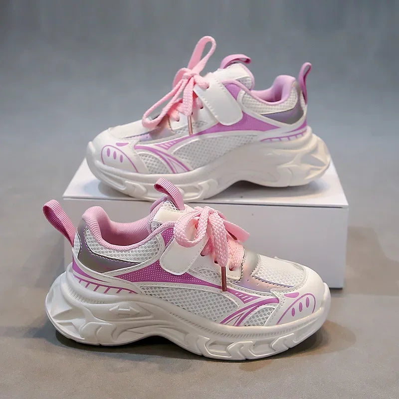 Students Sneakers Mesh Breathable 2025 Spring Autumn Boys Girls Running Shoes Versatile Children Sports Shoes Soft Sole Comfort