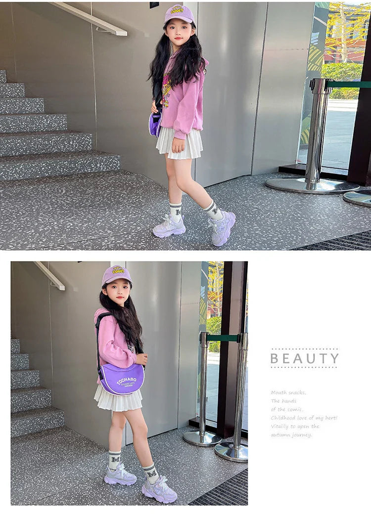 Fashion Versatile Sneakers for Girls 2026 New Autumn Toddler Running Shoes Soft Sole All-day Comfort Kids School Sports Sneakers