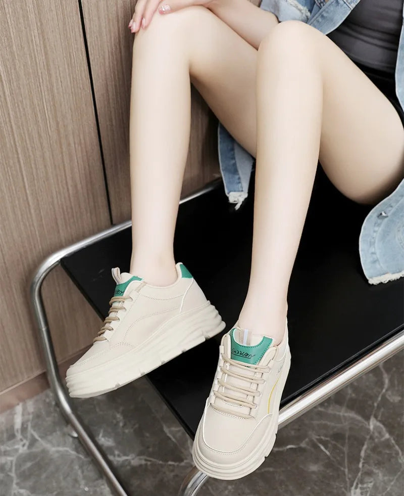 Women's Sneakers Spring Trend Lace-up Platform Casual Shoes Student Small White Shoe Old Dad Style Soft Sole Flat Shoe Versatile