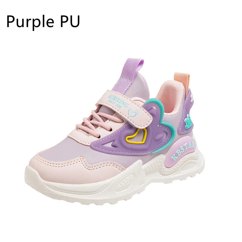 Children's Running Shoes Girls Sneakers Fashion Classic Hot Sale Kids School Casual Sports Shoes Anti-skid Pink with Love Heart