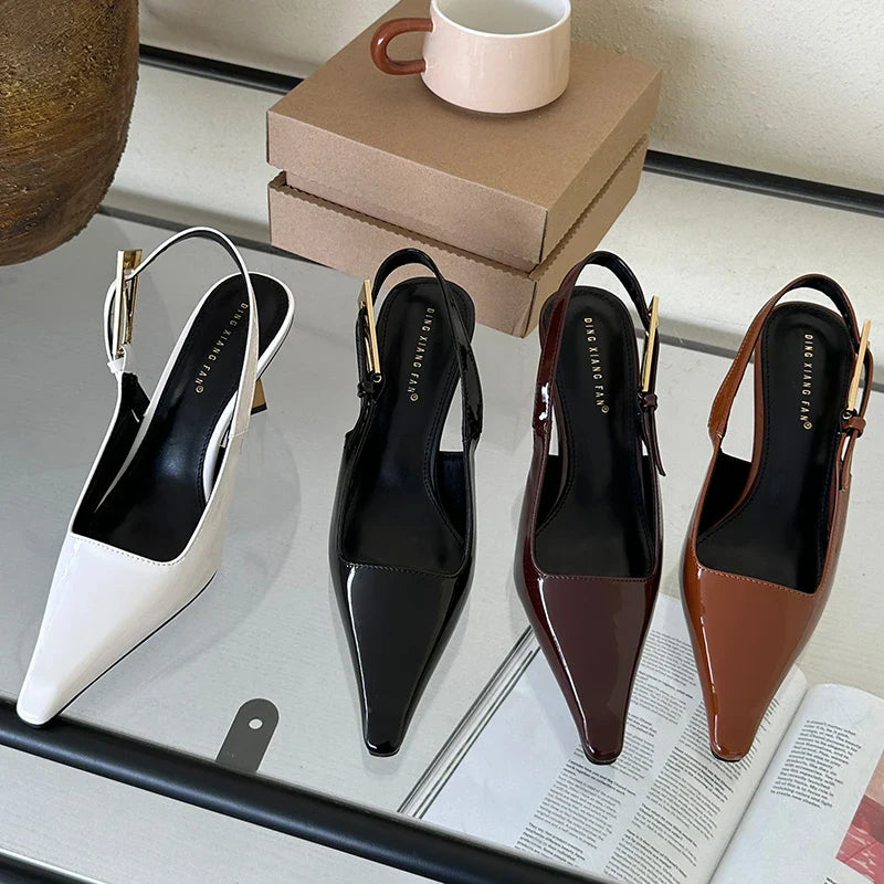 2025 Women Shoes Pumps Sandals Spring Fashion Pointed Toe Slingbacks Female Footwear Summer Ladies Shallow Shoes High Heels