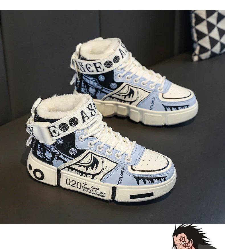 Boys' high-top sneakers Autumn/Winter new style children's sports shoes Buckle student soft-soled fleece casual shoes