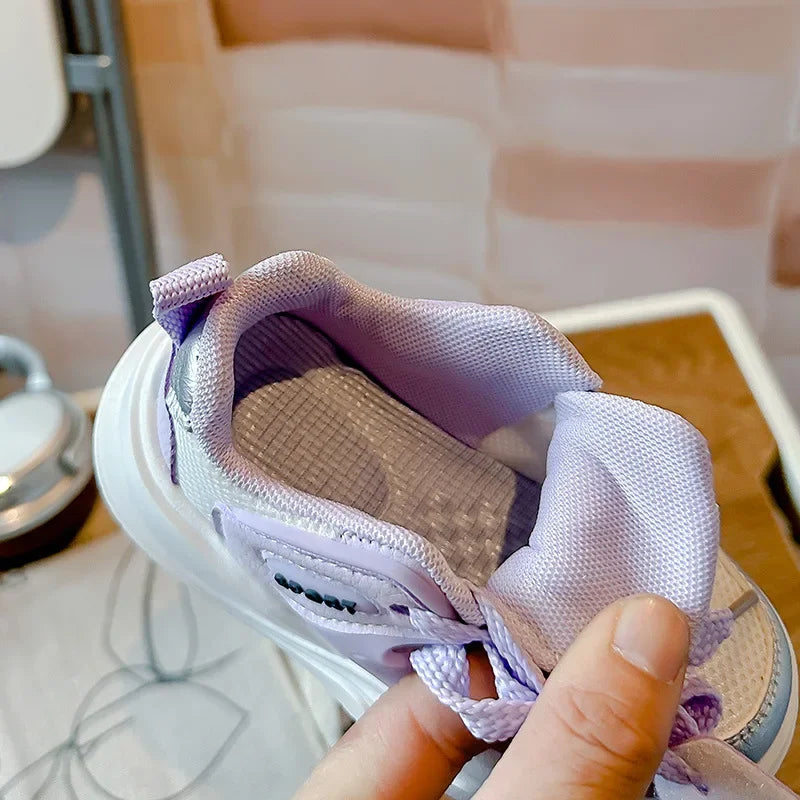 Students Sneakers Soft Sole Girls Running Shoes Mesh Breathable 2025 New Fashion Toddle Children Sports Shoes Non-slip Trendy