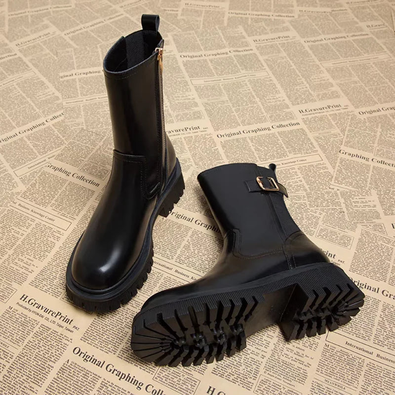 Women's Boots Designer Heeled Shoes Leather Retro Ankle Boots 2025 Fashion Goth Chelsea Boots New Walking Cozy Dress Mujer Botas