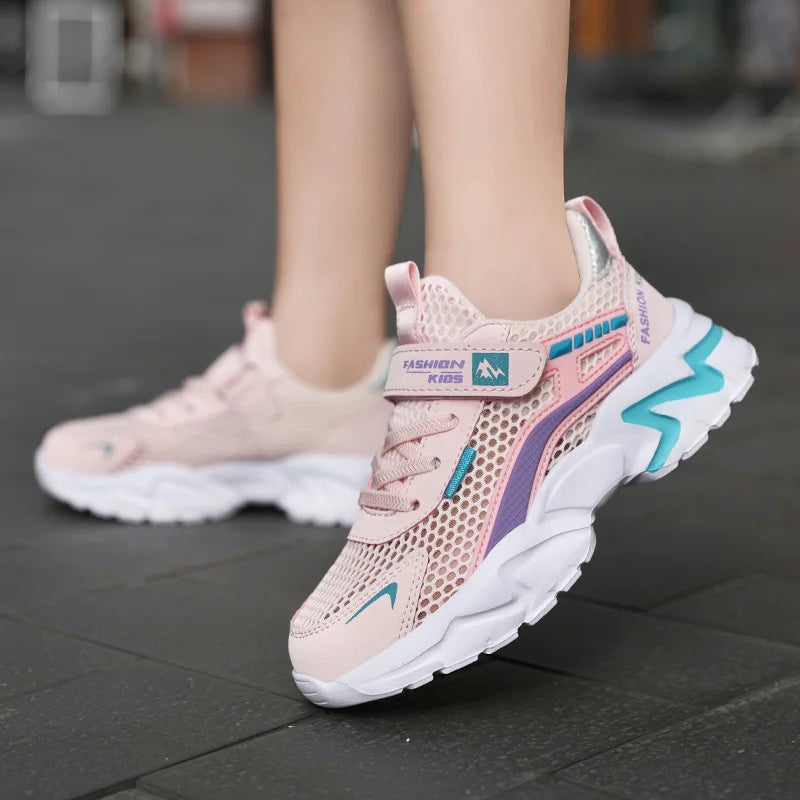 Girls Sneakers Fashion Non-Slip Casual Flat Running Shoes Breathable Lightweight Outdoor Tennis Shoes for Kids