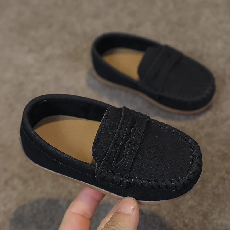 Boys Moccasins Shoes Fashion Solid Color Kids School Causal Shoes Breathable Non-slip Children Slip-on Flats Loafers Size 21-30