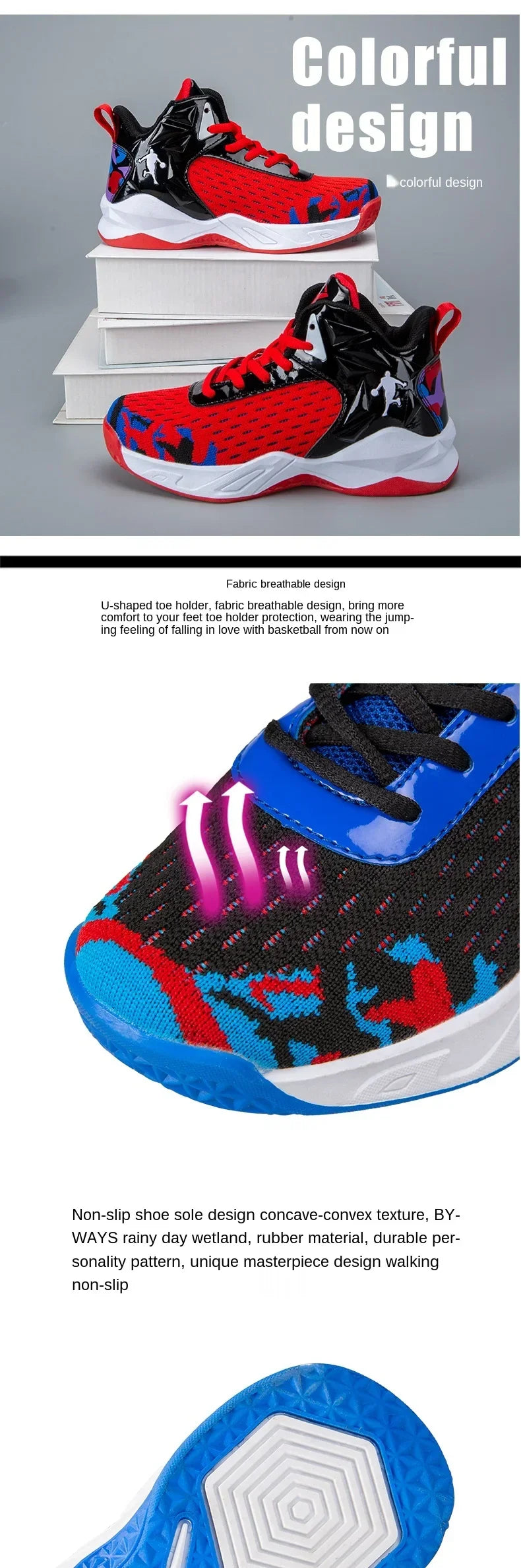Boys Brand Basketball Shoes Kids Sneakers Thick Sole Non-slip Children Sports Shoes Child Boy Basket Trainer Shoes Girls