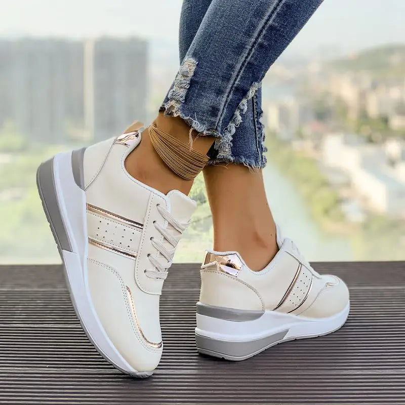 Women's White Wedge Sneakers Non Slip Comfortable Sports Shoes for Women Casual Outdoor Vulcanized Shoes Woman Walking Trainers