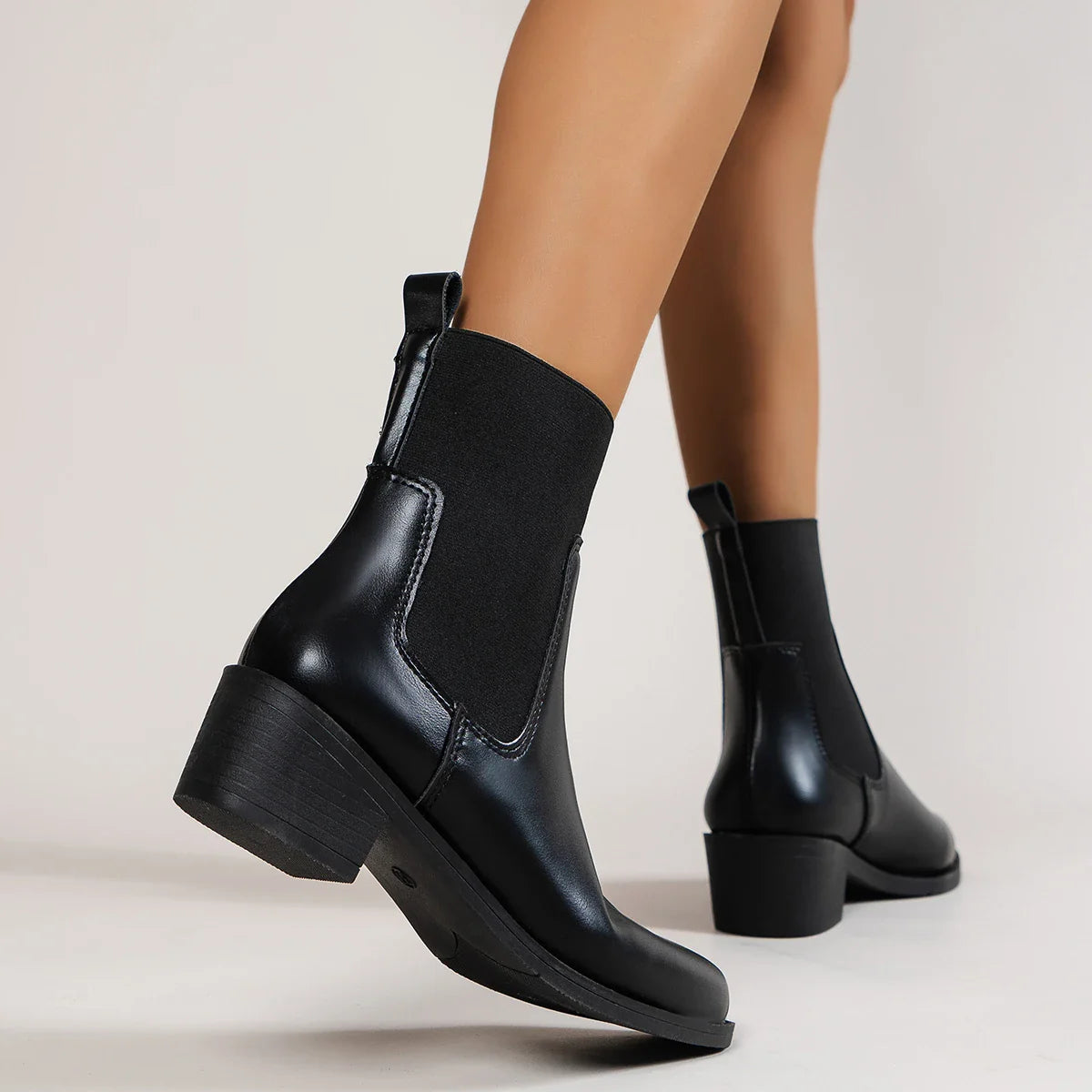 Fashion Boots Women's Short Boots 2023 New Style Thick Heel Chelsea Boots Women's Versatile Elastic Thin Boots Comfortable