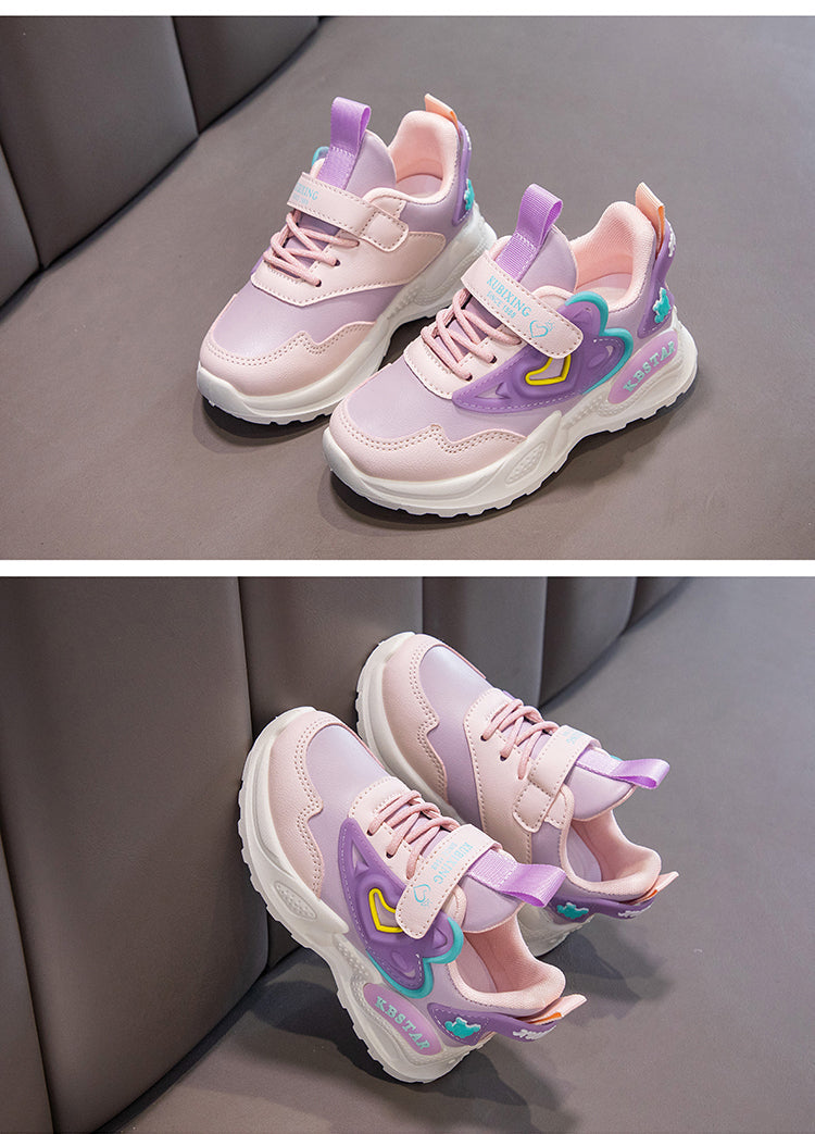 Children's Running Shoes Girls Sneakers Fashion Classic Hot Sale Kids School Casual Sports Shoes Anti-skid Pink with Love Heart