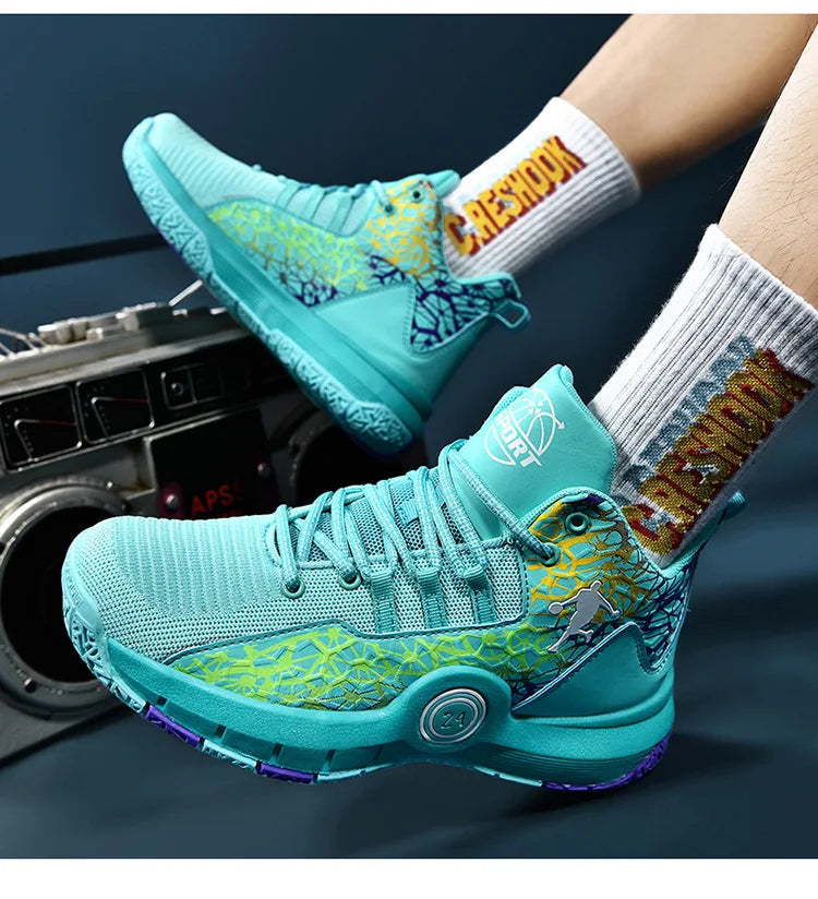 Hot Sale Cheap High Basketball Sneakers Men Women Fashion Printed Basketball Trainers Baskets Outdoor Platform Sport Shoes Boys