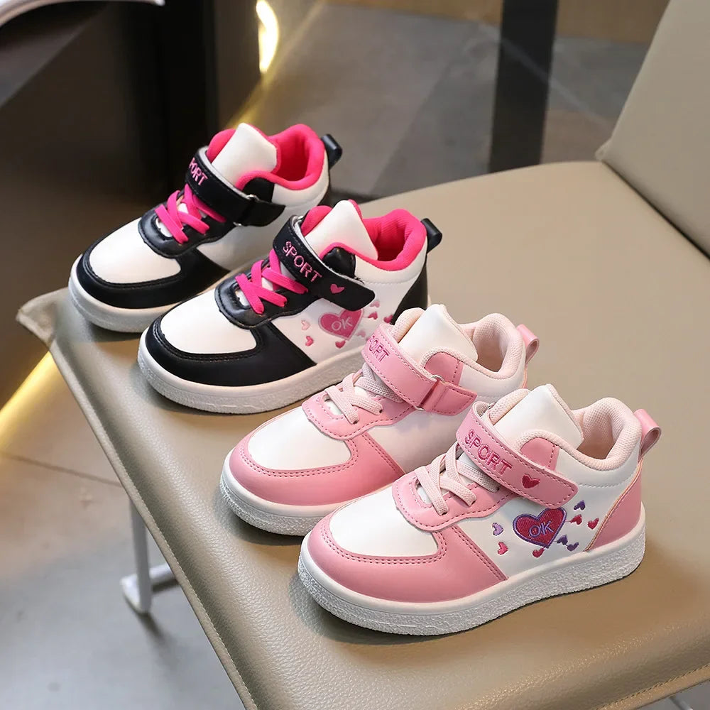 Children's Sports Shoes 2024 Spring and Autumn New Cute Girls' Sneakers Versatile Soft Breatheable Hook & Loop Fashion Kids Shoe