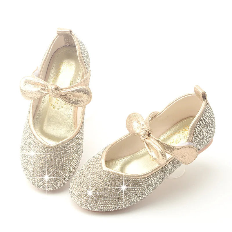 Girls Wedding Shoes Glitter New Brand Flat Heels Children Princess Sandals Dance Kids Fashion Party Shoes with Pearl