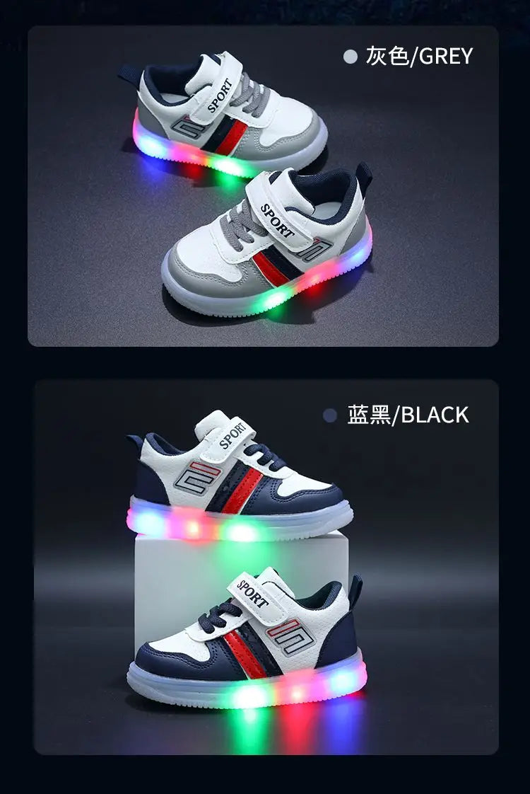 Boys Sneakers Sensor Lights Luminous Board Shoes Lightweight Skateboard Sneaker Kids Toddler Shoe Girls Walking Sport Footwear