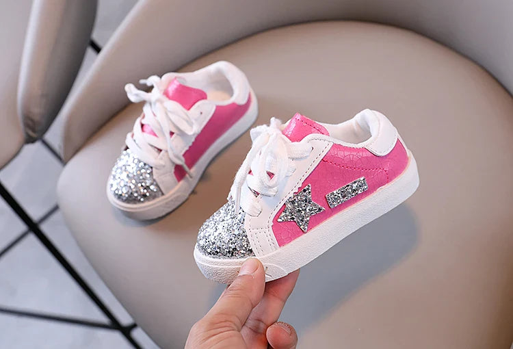 Girls' Shoes 2025 Spring New  Casual Versatile Little Girls  Star sneakers Spring and Autumn Children's Sports Shoes