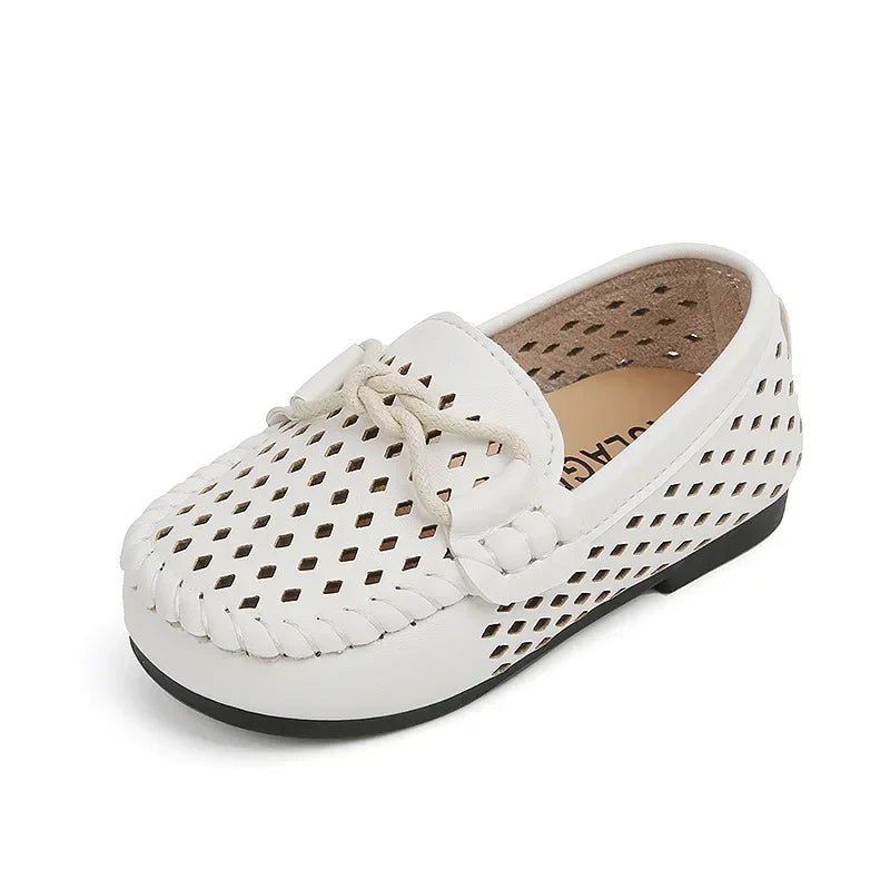 Kids Fashion Casual Shoes Slip-on Flats Boys Moccasins  Solid Color 2025 New Hot Soft Breathable Simple Hollow Children Loafers