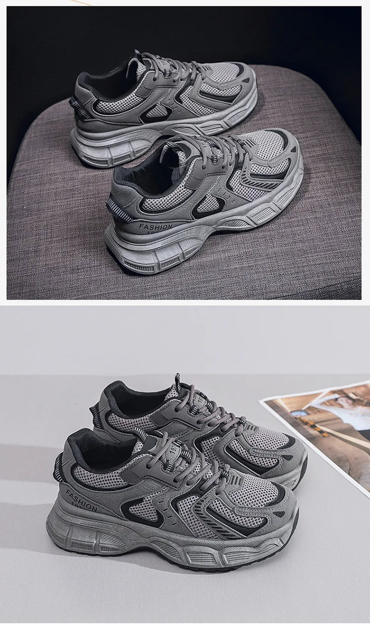 Women's Fashion Chunky Sneakers 2026 Spring Autumn New Platform Height Increase Shoes Comfortable Breathable Casual Sport Shoes