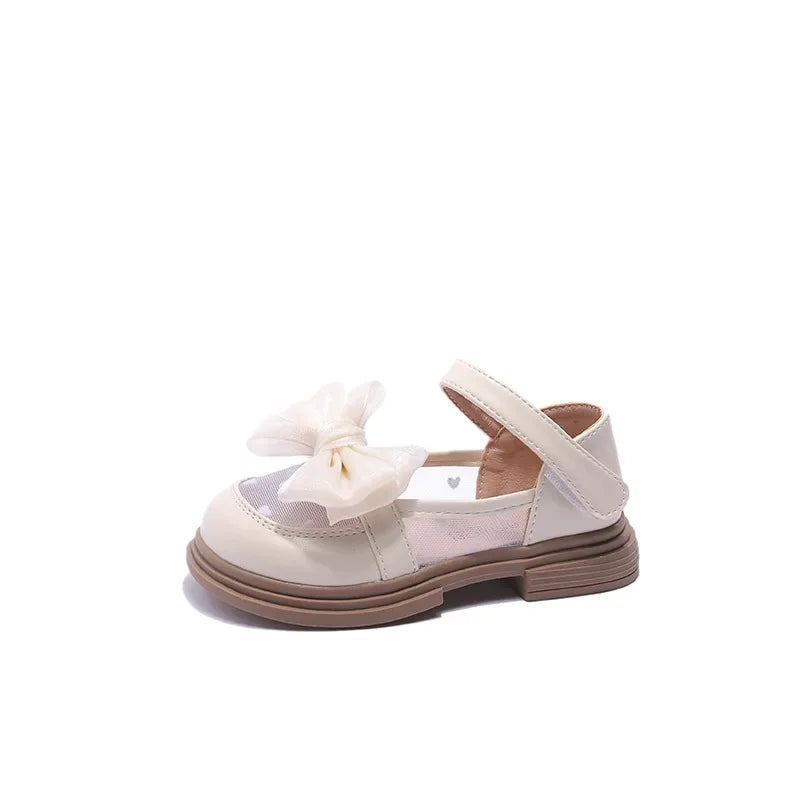 Baby Girl Shoe Leather Shoes 2023 Spring Mesh Breathable Girl Princess Style Bow for Children Туфли Для Девочки Zapatillas Niña