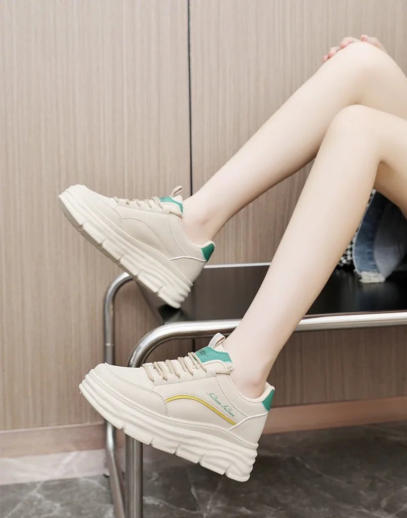Women's Sneakers Spring Trend Lace-up Platform Casual Shoes Student Small White Shoe Old Dad Style Soft Sole Flat Shoe Versatile