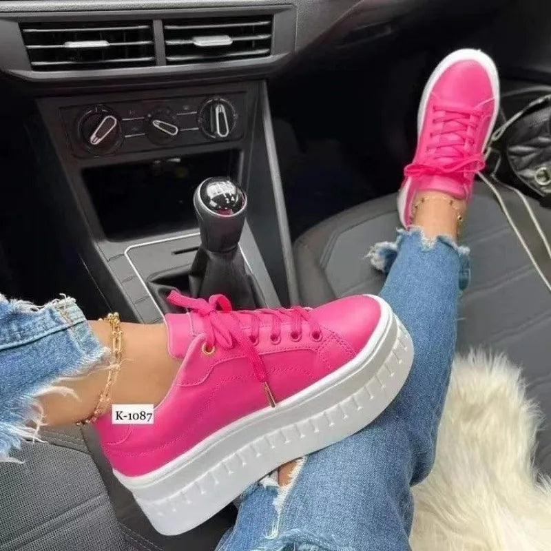 Sneakers for Women's 2024 New Fall Outdoor Fashion Tennis Lace Up Canvas Casual Walking Breathable Vulcanized Shoes Plus Size 43