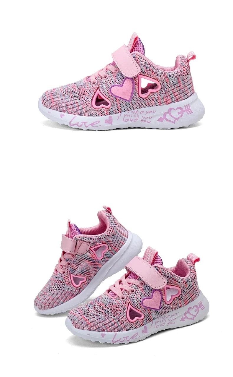 2025 Girls Casual Shoes Children Light Mesh Sneakers Kids Summer Autumn Tenis Cute Sport Cartoon Running Sock Footwear Female