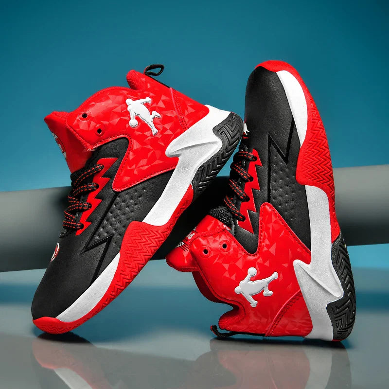 Fashion Basketball Shoes for Kids High-top Sneakers Children Casual Sports Shoes Ankle-protected Anti-slippery Gym Trainers Boys