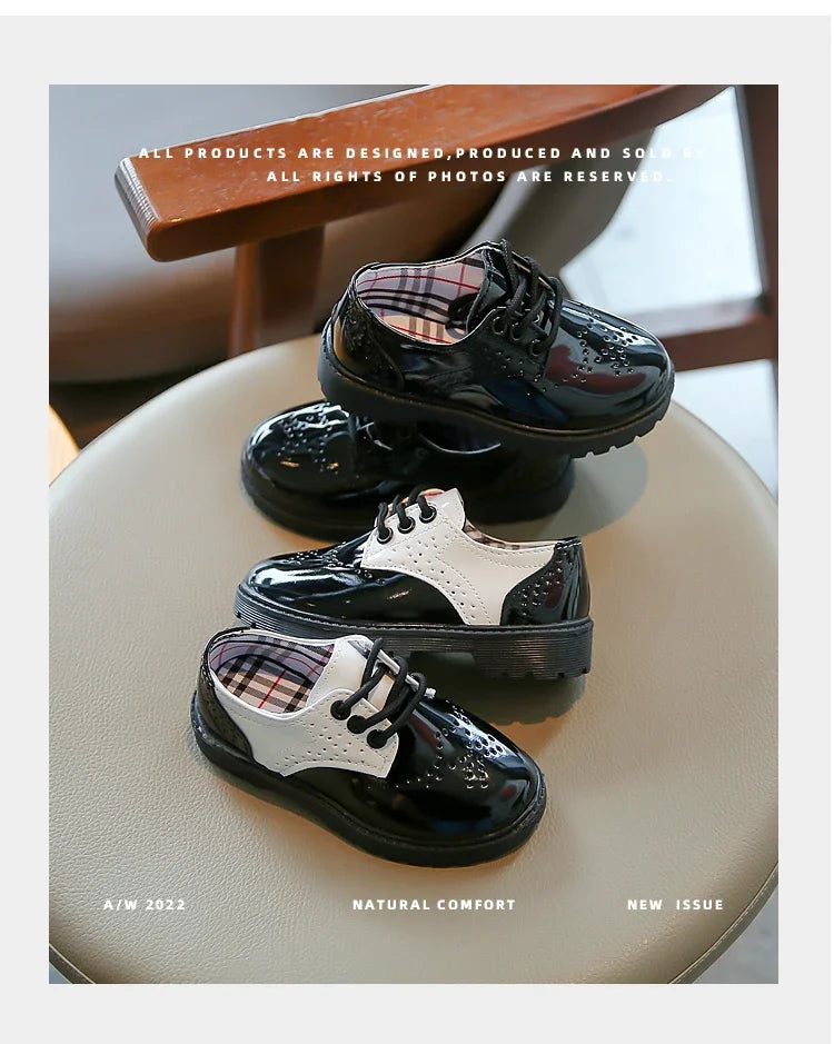 Boys Girls Fashion Leather Shoes 2025 Children New Style Oxfords Kids Flats for Baby School Party Formal Wedding Leather Shoes