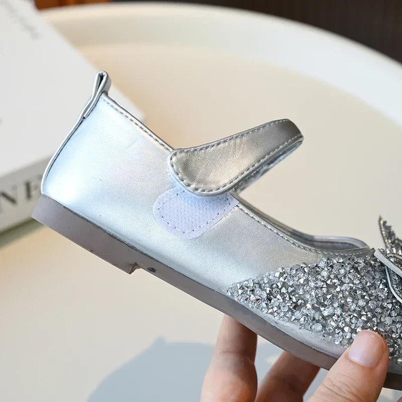 Children Princess Shoes Luxury Rhinestone Girls Bowknot Leather Shoes Spring Autumn Versatile Kids Fashion Causal Ballet Shoes
