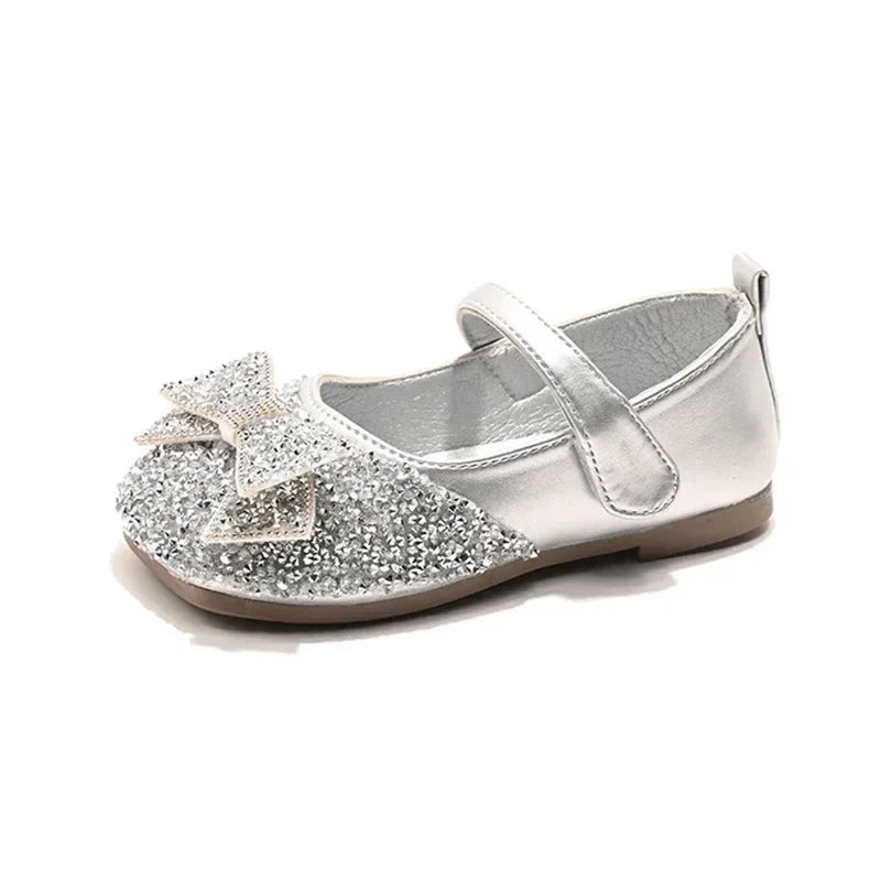 Children Princess Shoes Luxury Rhinestone Girls Bowknot Leather Shoes Spring Autumn Versatile Kids Fashion Causal Ballet Shoes