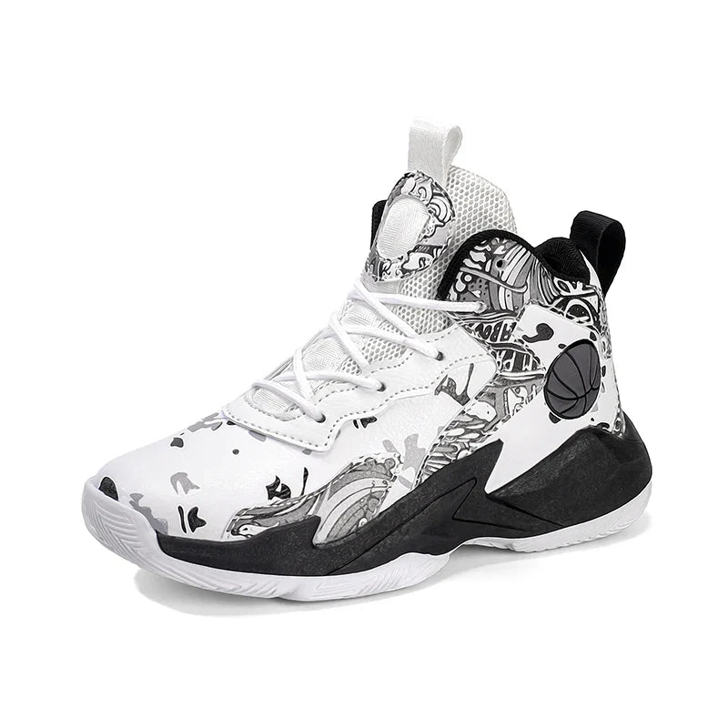 Fashion Basketball Shoes for Kids High-top Sneakers Children Casual Sports Shoes Ankle-protected Anti-slippery Gym Trainers Boys