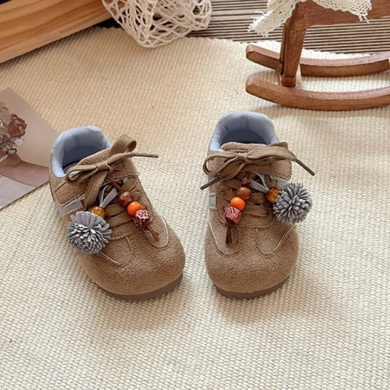 Girls Casual Sneakers 2025 Autumn New Toddler Flat Shoes Flower Children Retro Classic Fashion Non-slip Kids Running Sport Shoes