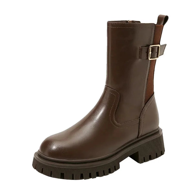Women's Boots Designer Heeled Shoes Leather Retro Ankle Boots 2025 Fashion Goth Chelsea Boots New Walking Cozy Dress Mujer Botas