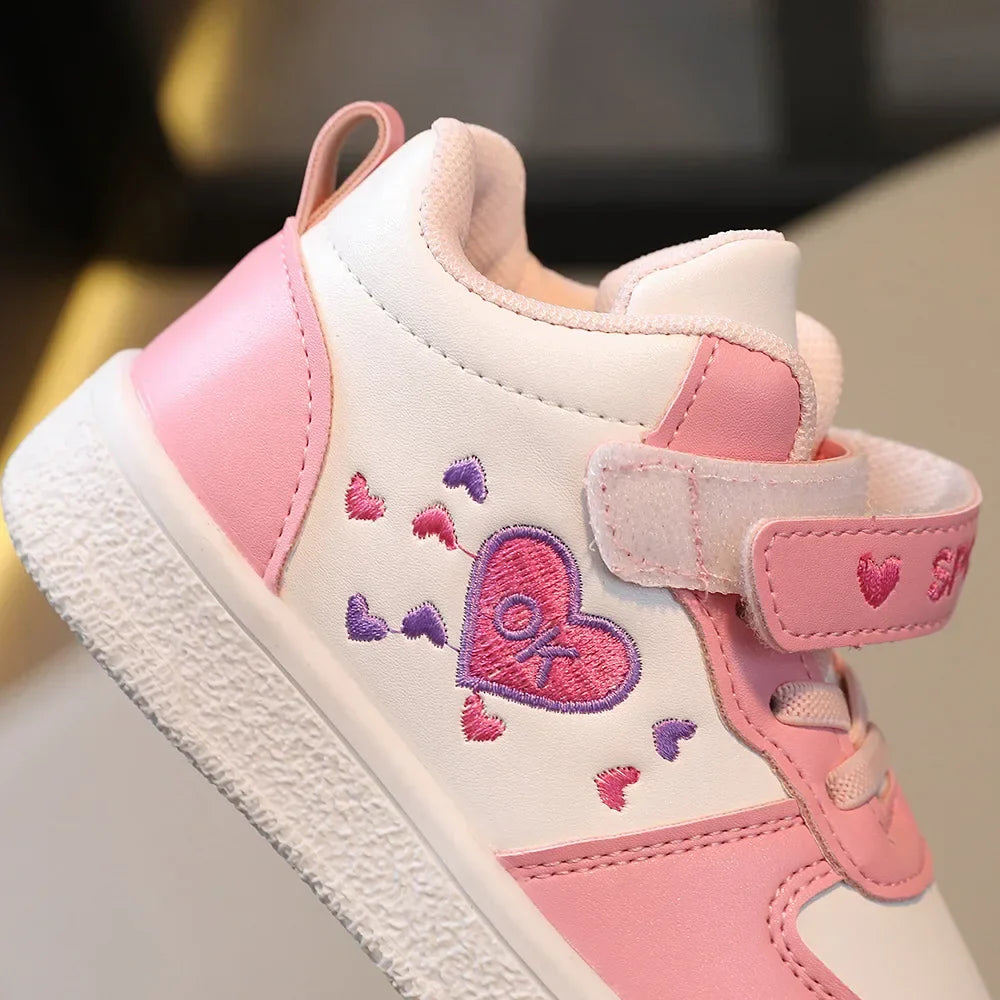 Children's Sports Shoes 2024 Spring and Autumn New Cute Girls' Sneakers Versatile Soft Breatheable Hook & Loop Fashion Kids Shoe