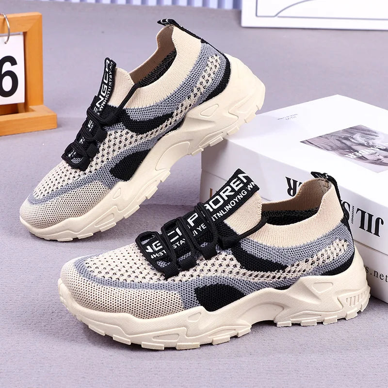 Chunky Sneakers 2025 Women's Casual Shoes Spring And Autumn Air Mesh Breathable Sports Shoes For Women's Soft Sole Running Shoes