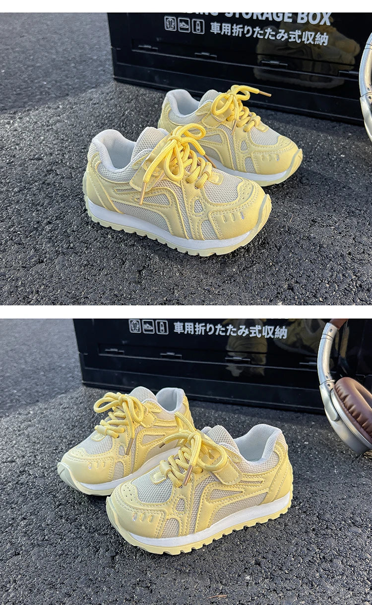 Spring Autumn Girls Sports Shoes Mesh Breathable Candy Color Kids Sneakers Soft Sole Children Casual Running Shoes Non-slip