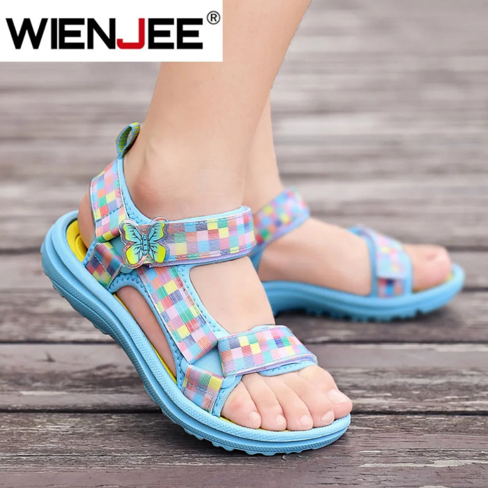 Cute Girls' Pink Soft Sole Flat Sandals Summer Breathable Kids Baby Sport Sandals Outdoor Beach Shoes Walking Size 25-38