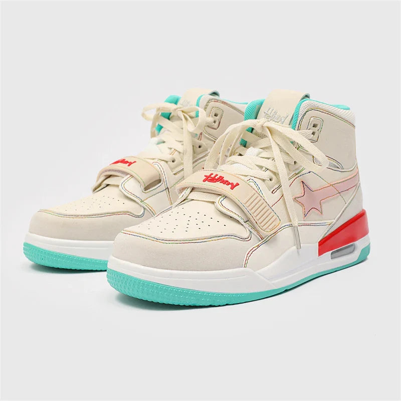 Mens Casual Sneakers High-tops Sneakers Trendy Boys Basketball Sports Tennis Shoes Outdoor Off-road Shoes Couple Sneakers