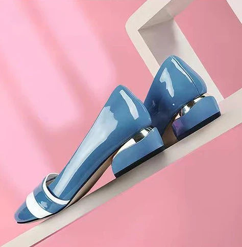Woman Pumps Office Shoes For Women Pointed Toe Square Heels Low Heel Elegant Luxury Leather Casual Stylish With Premium A