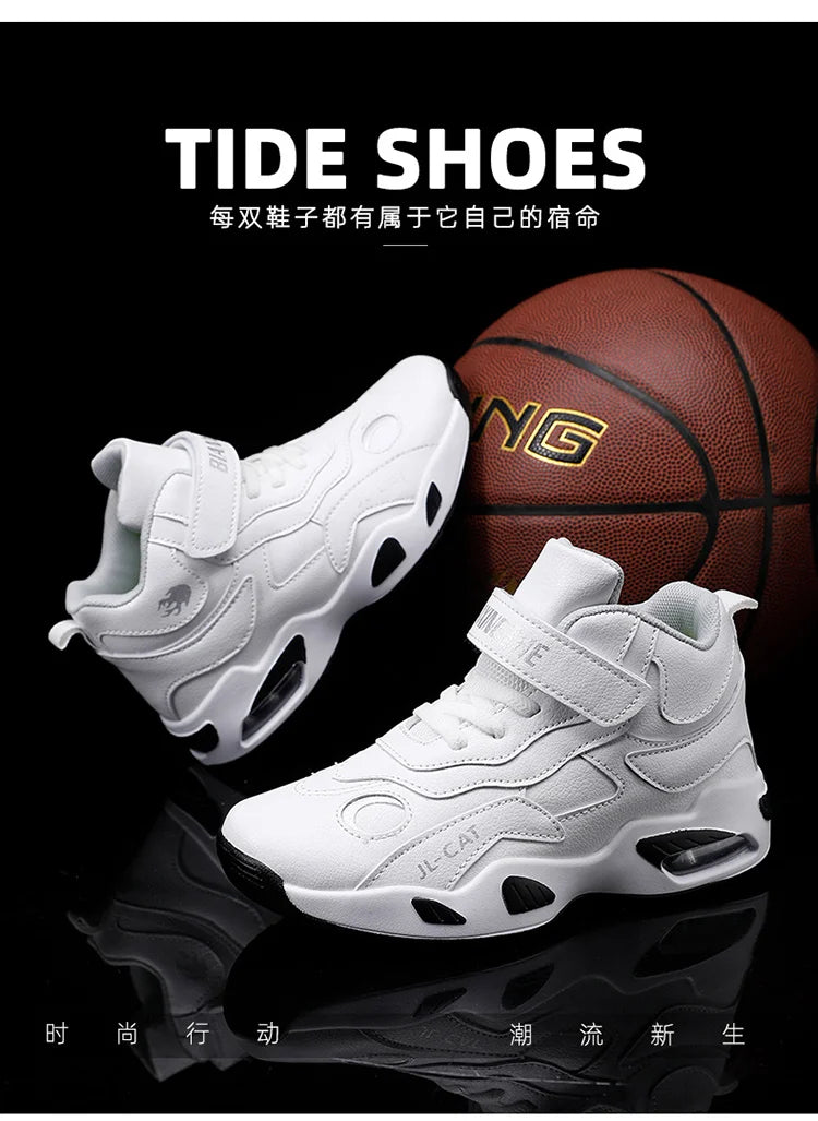 2024 Kids Basketball Shoes Boys Student Sports Shoes School Daily Outdoor Running Sneakers High Top Children Basketball Sneakers
