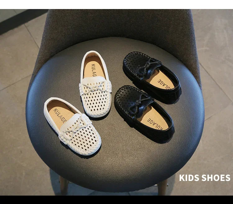 Kids Fashion Casual Shoes Slip-on Flats Boys Moccasins  Solid Color 2025 New Hot Soft Breathable Simple Hollow Children Loafers