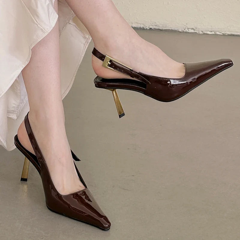 2025 Women Shoes Pumps Sandals Spring Fashion Pointed Toe Slingbacks Female Footwear Summer Ladies Shallow Shoes High Heels
