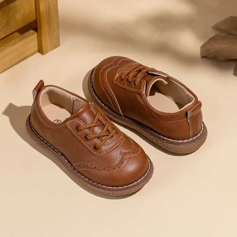 New Spring Autumn Children Formal Leather Shoes Causal Girls Fashion Flat Shoes Versatile Kids Boys Uniform Performance Shoes