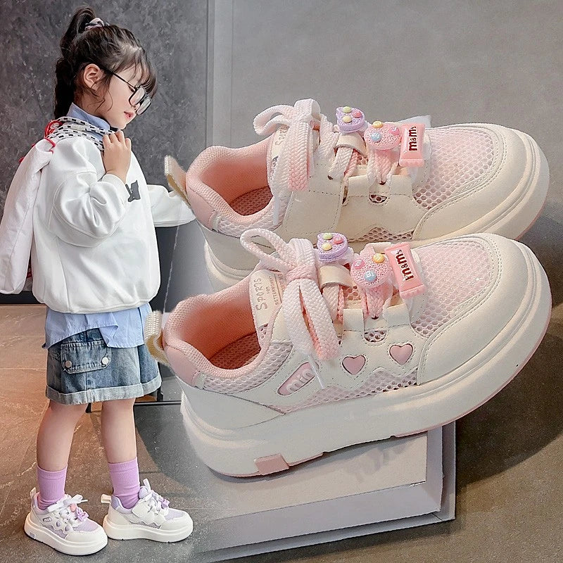 Girls' mesh shoes Spring and Autumn new children's sports shoes mesh breathable girls' casual shoes board shoes