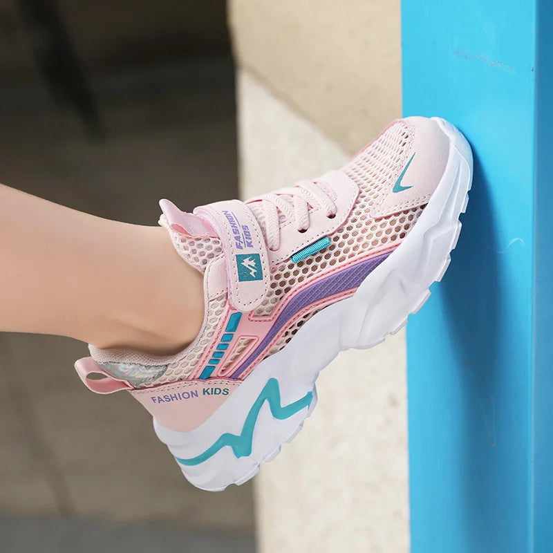 Girls Sneakers Fashion Non-Slip Casual Flat Running Shoes Breathable Lightweight Outdoor Tennis Shoes for Kids